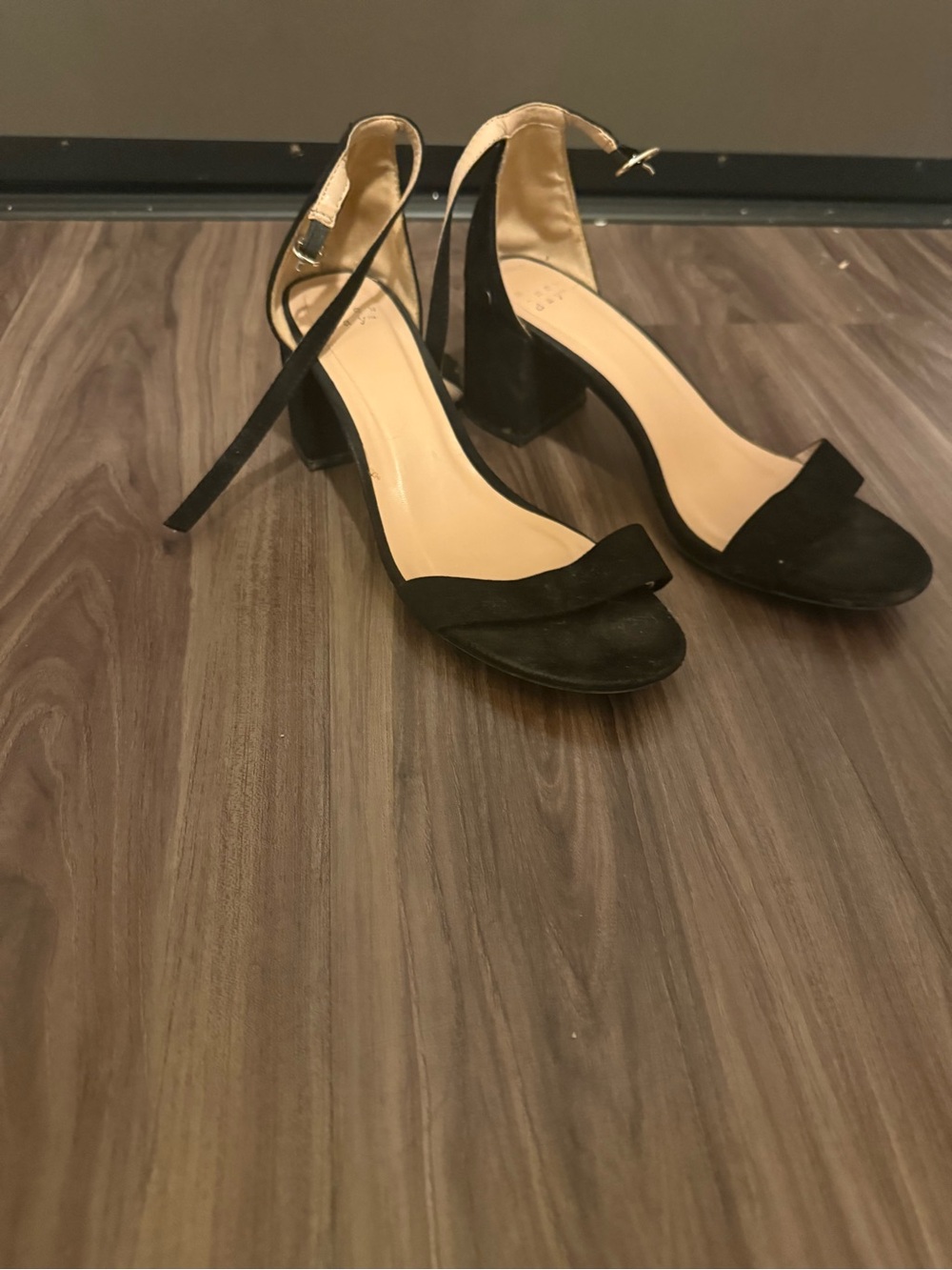 a new day Black Ankle-Strap Block Heel Sandals
